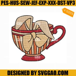 Rabbit Teacups Embroidery Design