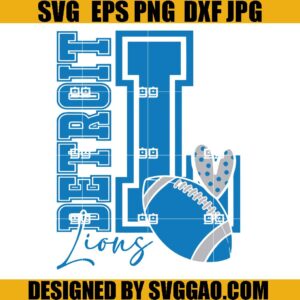 Retro Football SVG, Heart Detroit Lions SVG