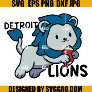 Cute Detroit Lions Football SVG, Lion Football SVG