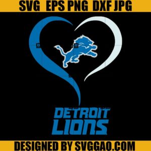 Detroit Lions Logo Heart SVG, Detroit Lions SVG