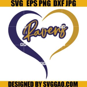 Ravens Heart SVG, Ravens Love SVG, Baltimore SVG