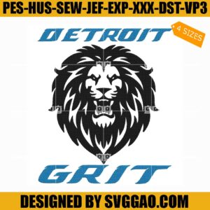 Detroit Football Grit Embroidery Design, Lion Football Embroidery Design