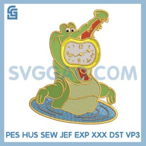 Tick Tock the Crocodile Embroidery, Tick Tock Machine Embroidery Design