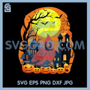 Cardinal Bird With Pumpkins Funny Scary Halloween PNG