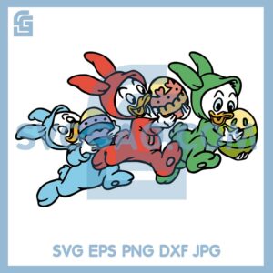 Baby Donald Hugs Egg Svg, Dewey Y Louie Easter Svg, Donald Duck Svg