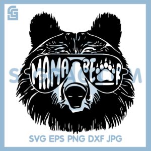 Bear Whit Glasses Silhouette SVG SVG, Head face Pet Momma mom mama bear SVG