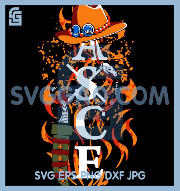 Anime Ace One Piece Svg, ASCE One Piece Svg, Anime Portgas D Ace Svg