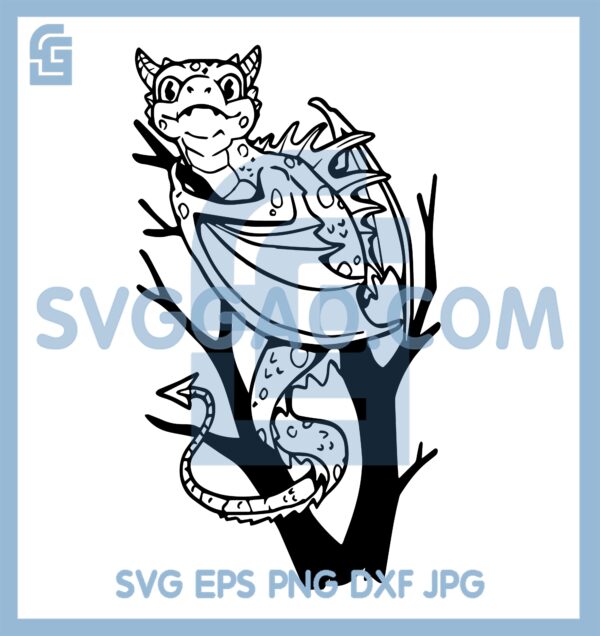 Inquisitive Young Dragon Svg, Resting on Branch Svg