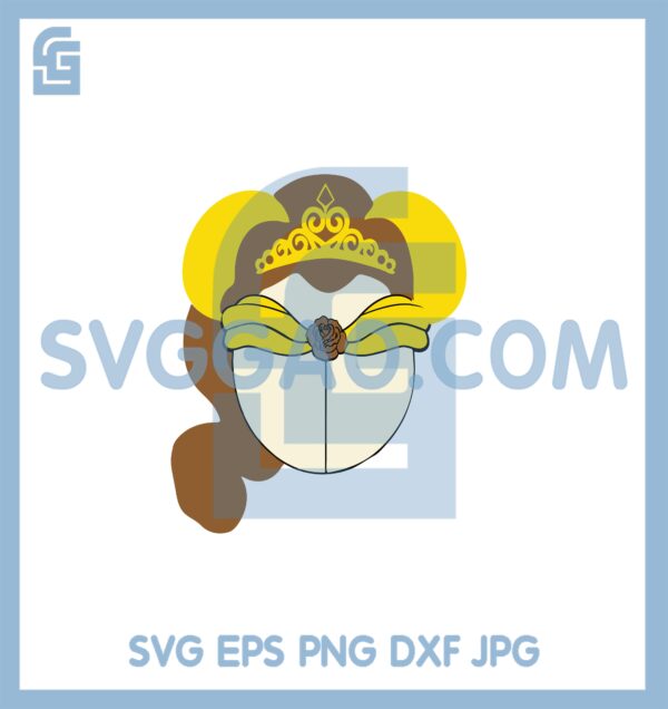 Disney Princess Belle Gold Svg, Beauty And The Beast Mickey Mouse Ears Svg