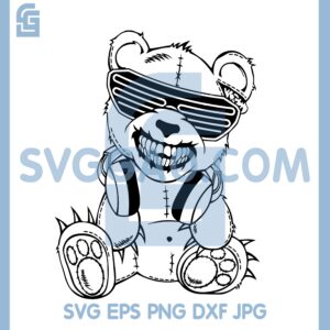 Baby Bear Music Svg, Teddy Bear In Disco Glasses With Headphones Svg