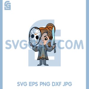 Baby Girl Jason Voorhees Mask Svg, Girl Jason Voorhees Svg, Cute Halloween Kids Characters Svg