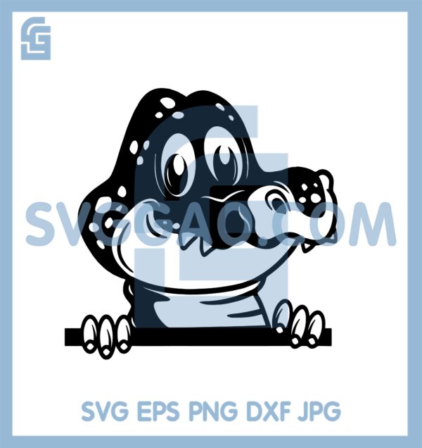 Cute Peeking Alligator Svg, Baby Alligator Clipart Svg, Wild Lake Animal Svg