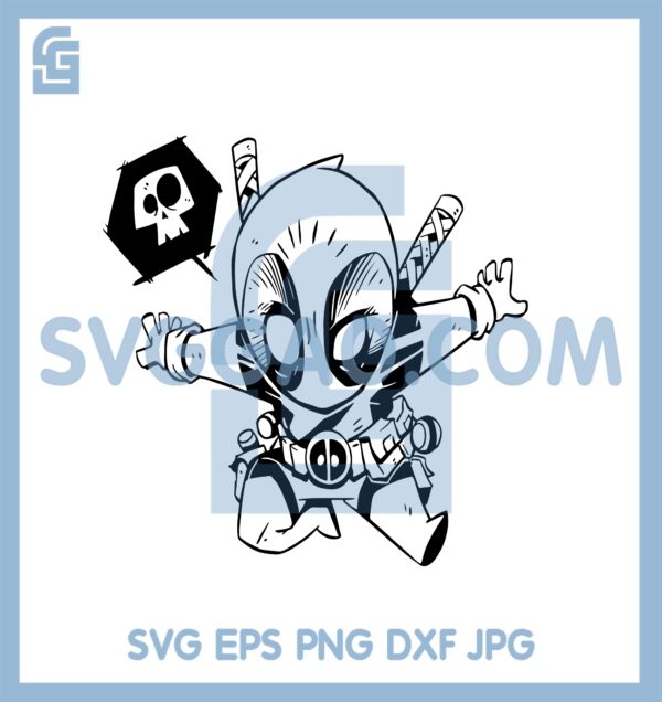 Deadpool Chibi New Svg, Deadpool Baby Svg, Cute Chibi Deadpool Svg
