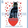 Black Cat Biting Rose Hearts Svg, Valentines Day Animal Pet Svg
