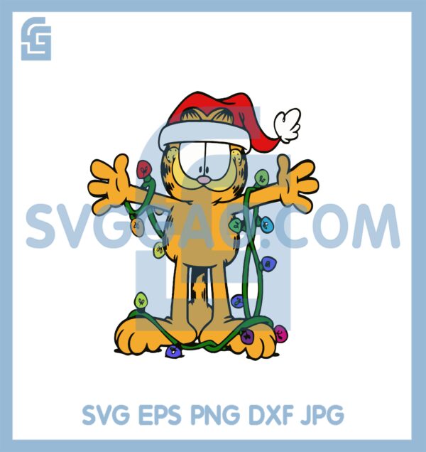 Cat A Garfield Christmas Lights Svg, Cat Garfield Santa Svg, Garfield Lights Svg