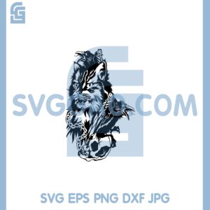 Cat Black And the Crow Svg, Cat Black And Skull Svg, Skull And the Crow Svg