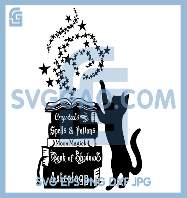 Cat Book Witch Svg, Cat Book Svg, Spell Book Svg