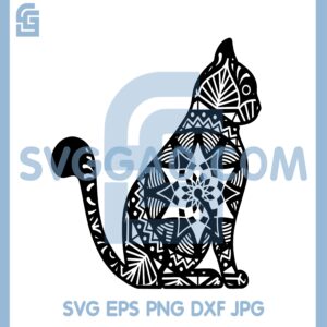 Cat Mandala Funny Svg, Cat Zentangle Svg, Pet Svg