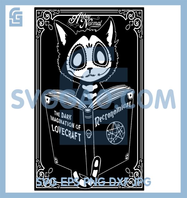 Cat Reading the Book of Death Svg, Black Cat Sugar Skull Svg, Day of the Dead Svg
