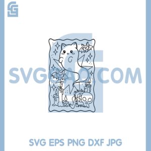 Cat Turns into Ghost Svg, Frames Cat Turns into Ghost Svg, Cat And Ghost Svg