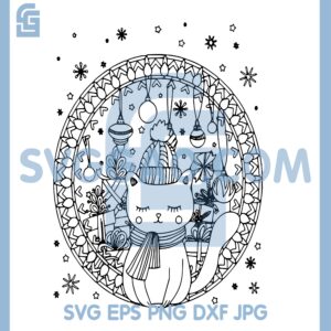 Christmas Cat Mandala Svg, Christmas Cats And Gift Boxes Mandala Svg