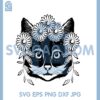Floral Wreath Cat Face Svg, Floral Cat Svg, Sunflower Cat Face Svg
