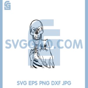 Funny Skeleton With Hugs Cat Svg, Skeleton Hugs Cat Svg, Black Cat Lover Svg