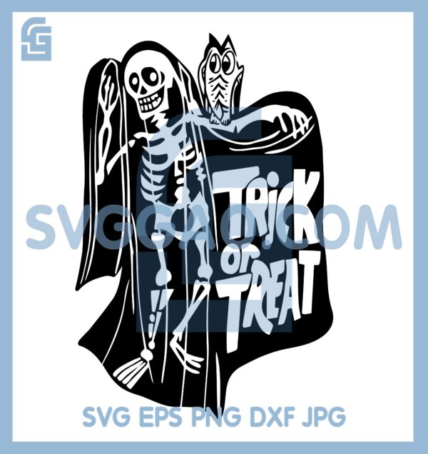 Ghost Skeleton Svg, Trick or Treat Svg, Ghost And Cat Owl Svg