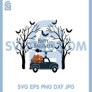 Halloween Truck Svg, Pumpkin Truck Svg, Bat Tree Svg, Cat Truck Svg, Truck Monster Svg