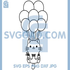 Balloon Cat Svg, Balloons Pulling Cats To The Sky Svg, Cat Cute New Svg