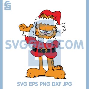 Cat A Garfield Christmas Svg, Cat Annoyed SVG, Garfield Hat Santa Svg