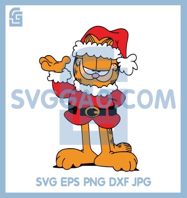 Cat A Garfield Christmas Svg, Cat Annoyed SVG, Garfield Hat Santa Svg