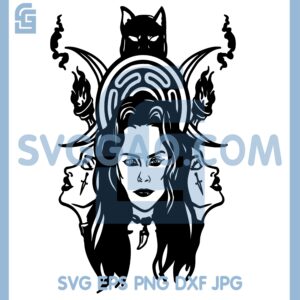 Cat Hecate Goddess Svg, Witch Cat Svg, Witchcraft Svg, Pagan Svg