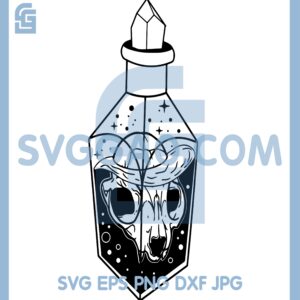 Cat Skull Potion New Svg, Magic Witch Mystical Svg, Celestial Tattoo Crescent Gothic Svg
