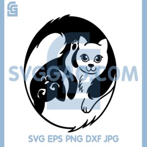 Curled Cat Svg, Yin Yang Cat Svg, Black And White Cat Svg