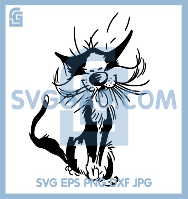 Cute Crazy Cat Svg, Funny Cat Svg, Witch Cat Svg, Cartoon Cat Meow Svg