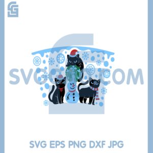Christmas Cat Starbucks Wrap SVG, Christmas Cat Black Svg, Christmas Cat Svg
