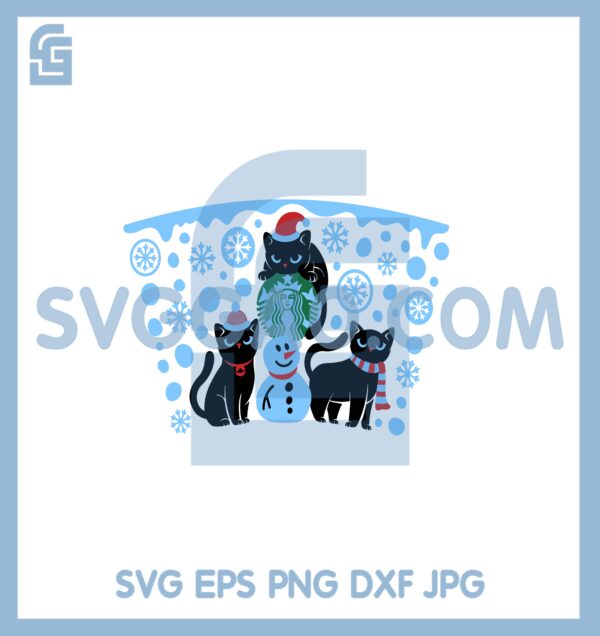 Christmas Cat Starbucks Wrap SVG, Christmas Cat Black Svg, Christmas Cat Svg