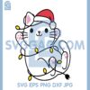 Christmas Lights Cute Funny kitty Svg, Cat Wearing Santa Hat Svg, Cat Christmas Svg