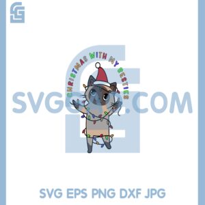 Christmas With My Besties Cat With Santa Hat Svg, HOHOHO Family Christmas Svg