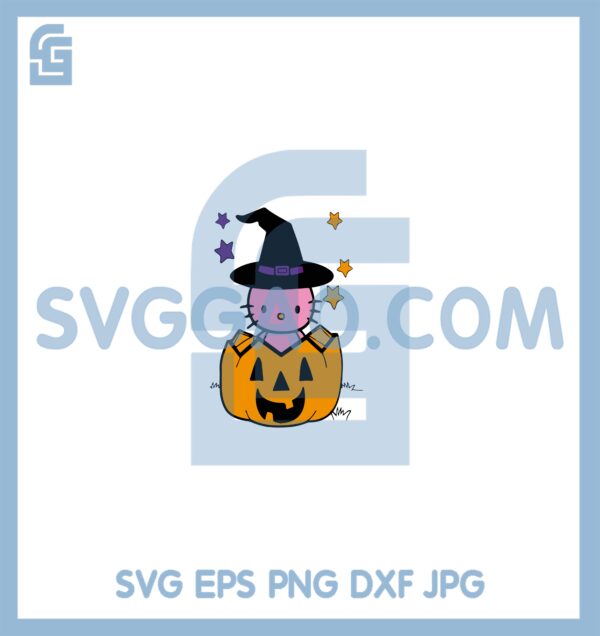 Helo Kity In Pumpkin Svg, Halloween Kawaii Cat Svg, Helo Kity Halloween Svg
