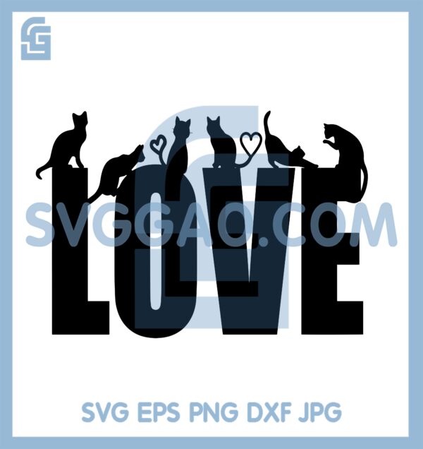 Cat Climbing Love Svg, Love Svg, Cat Love Svg, Love Cat Svg