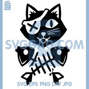 Cat Crossbones Svg, Cat Face Pirate Svg, Cat Pirate Svg