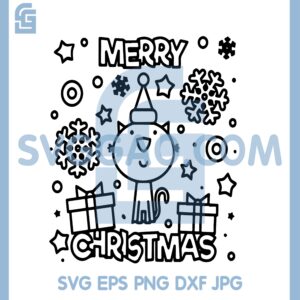 Cat Christmas Gift Boxes Svg, Cat Merry Christmas Svg