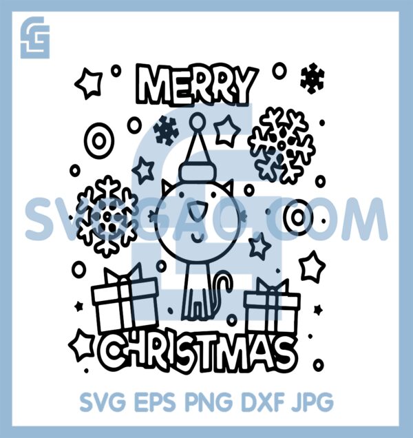 Cat Christmas Gift Boxes Svg, Cat Merry Christmas Svg
