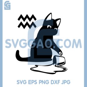 Cat Falling Cup Of Coffee Svg, Cat Crest Spilled Coffee Cup Svg