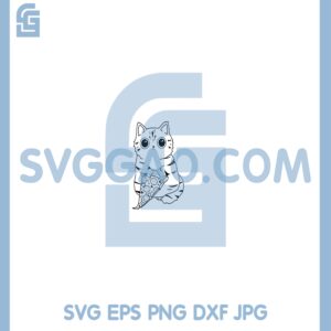 Cat Holding A Pizza Slice Svg, Pizza Cat Outline Svg, Pizza And Cat Svg