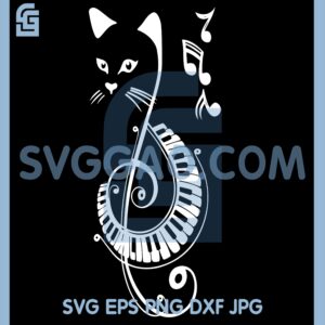 Cat Piano Svg, Piano Cat , Pet Day SVG, Black White Cat Piano,Musical Instrument SVG