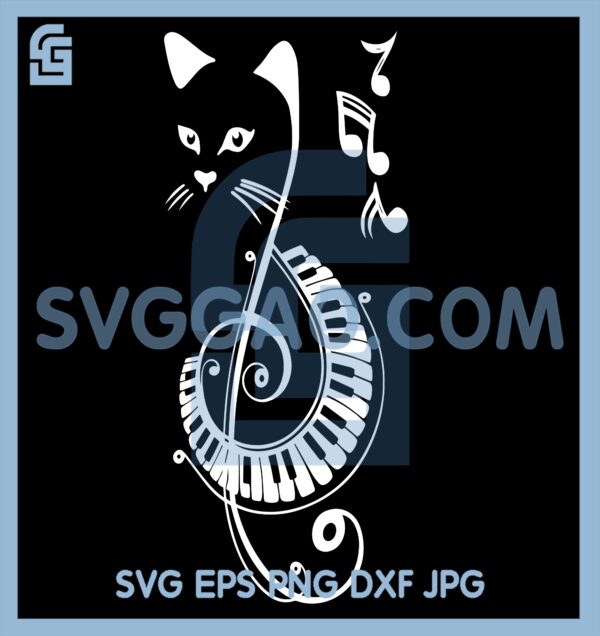 Cat Piano Svg, Piano Cat , Pet Day SVG, Black White Cat Piano,Musical Instrument SVG