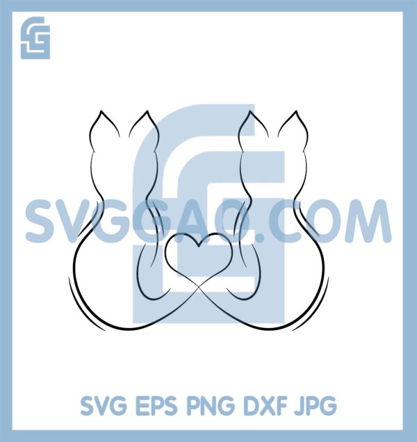Cats With Heart Svg, Two Cats With Heart For Svg, Love Cat Svg